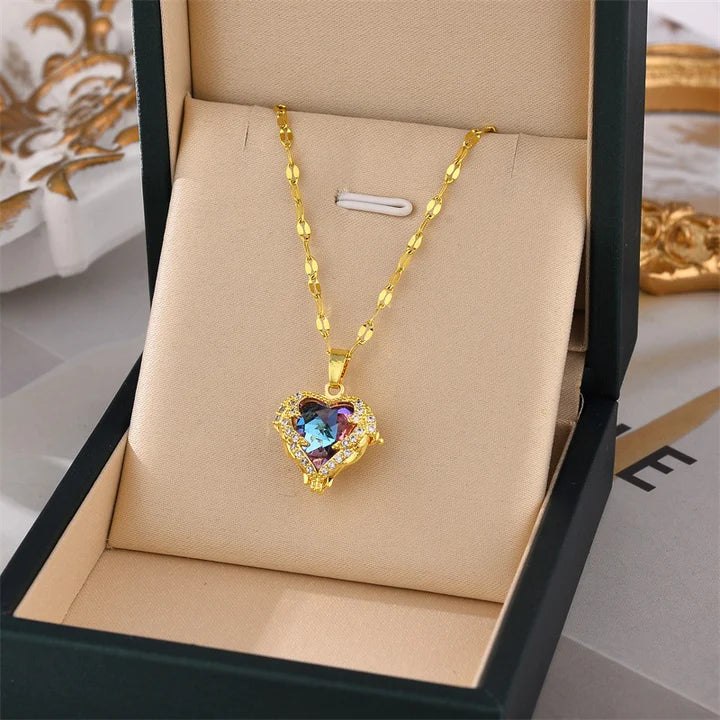 14 K Gold Plated Hearts Necklace